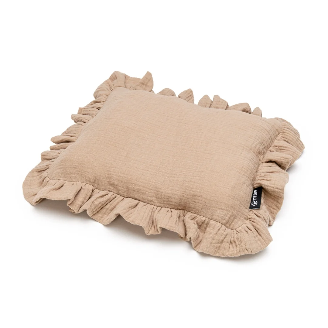 T-tomi BIO Mušelínový polštářek s volánkem Beige
