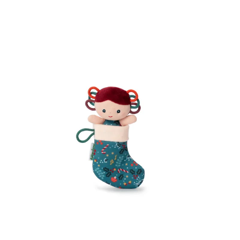 Lilliputiens vánoční skřítek s modrou punčochou