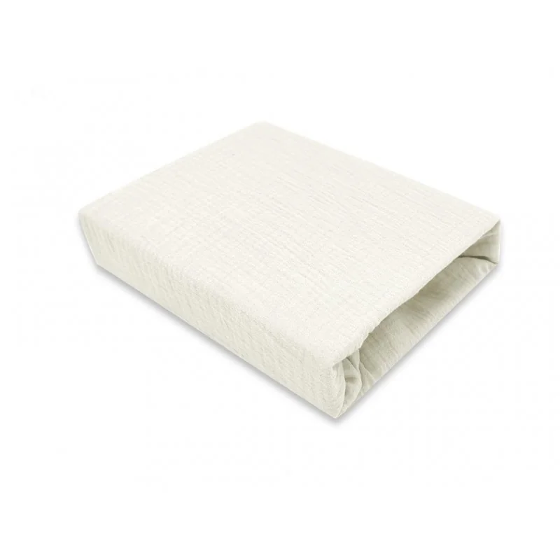 Baby Nellys Mušelínové prostěradlo do postýlky 60 x 120 NATURE double - smetanové