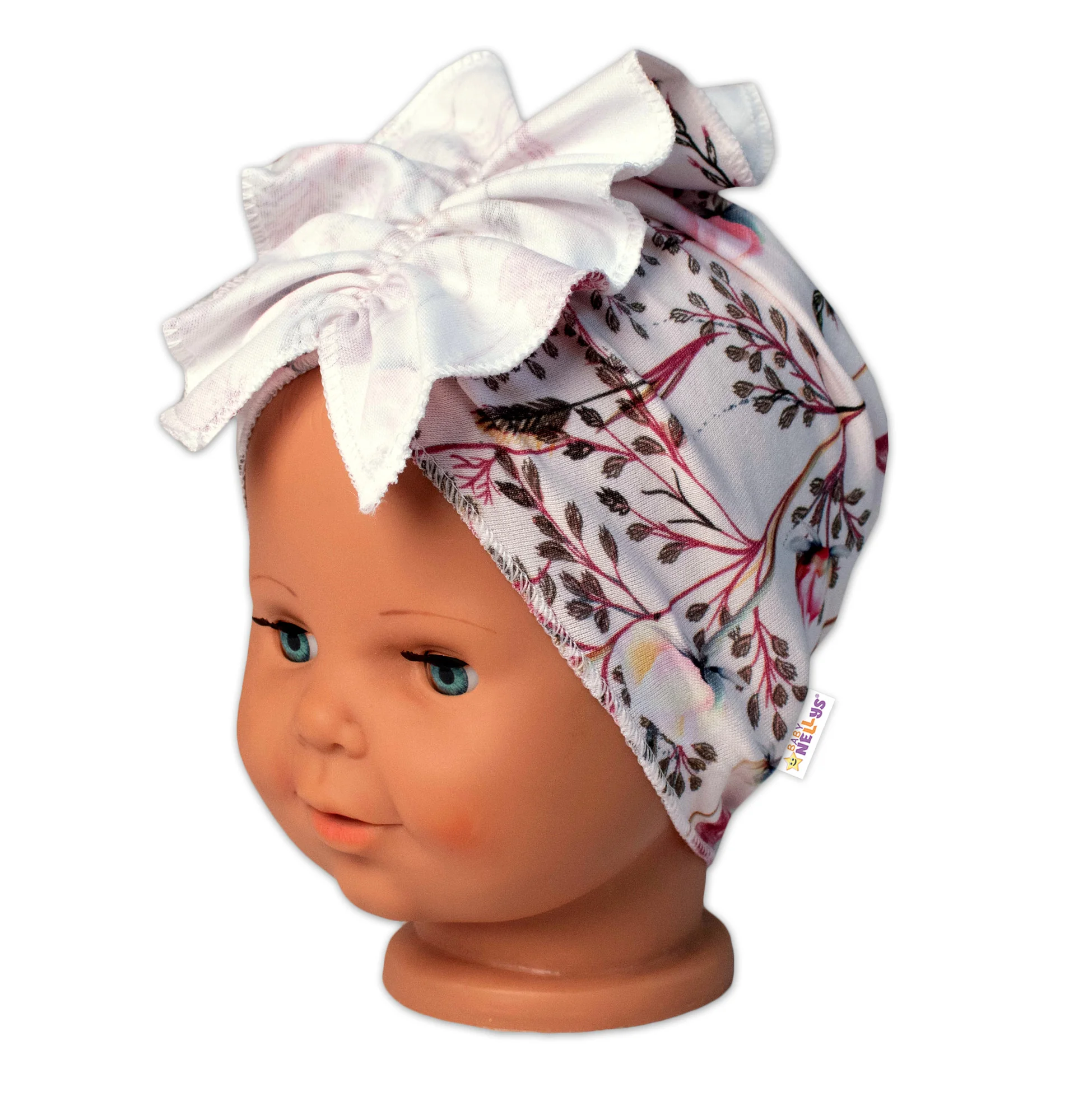 Baby Nellys Dětská čelenka Turban Motýlci, růžová vel.  12-24 m