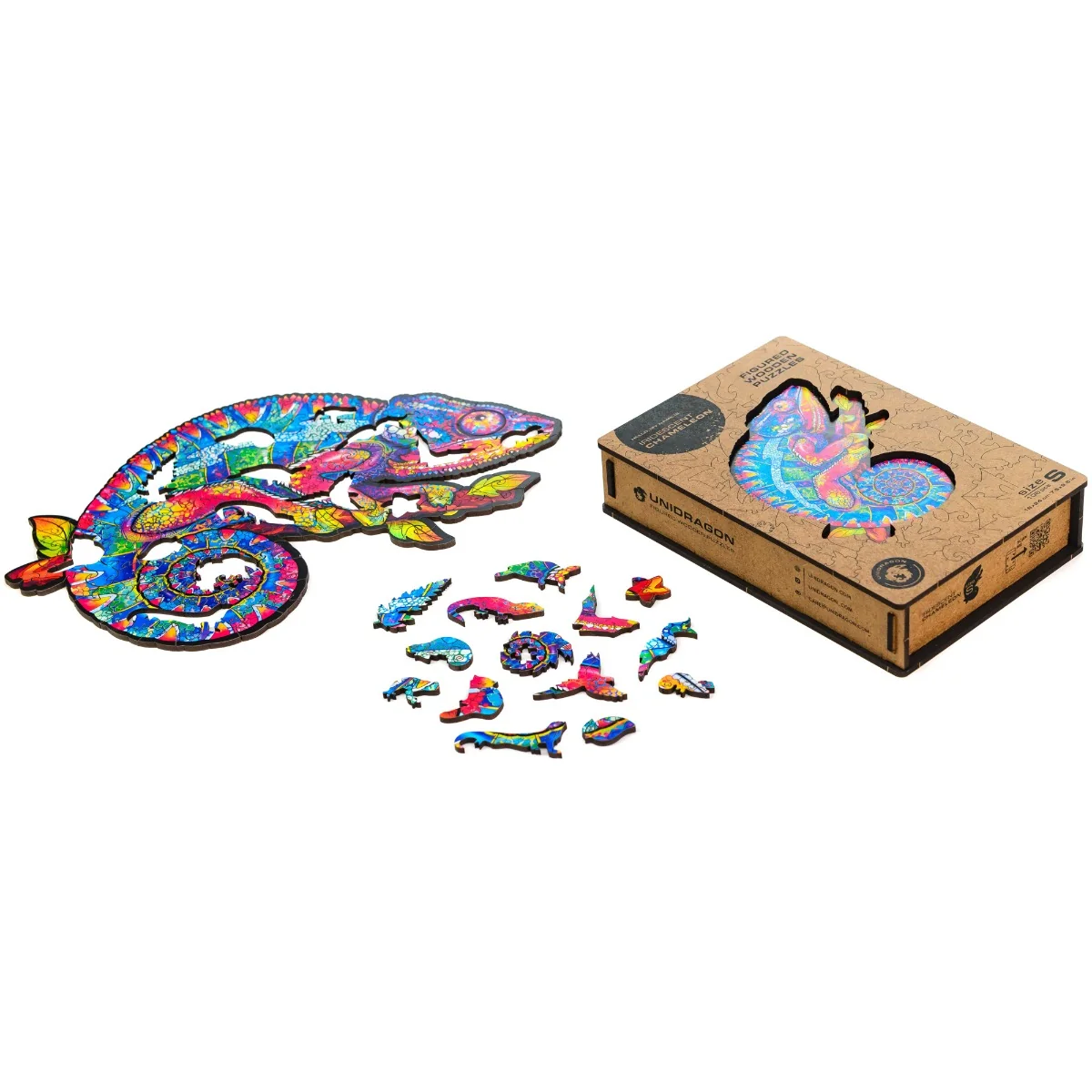Unidragon Dřevěné puzzle Iridescent Chameleon 107 ks