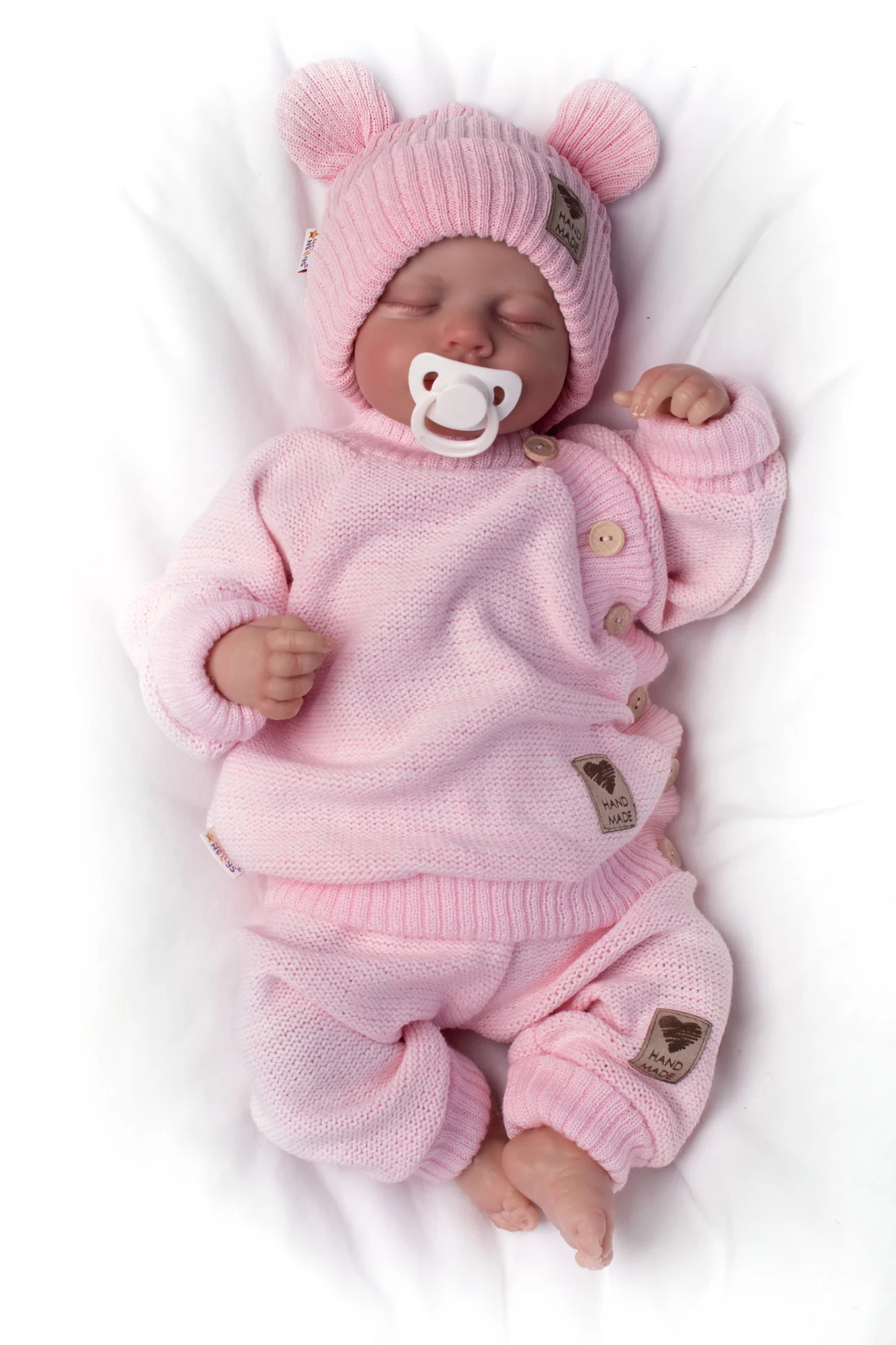 Baby Nellys Pletené kojenecké kalhoty Hand Made , růžové, vel. 80/86