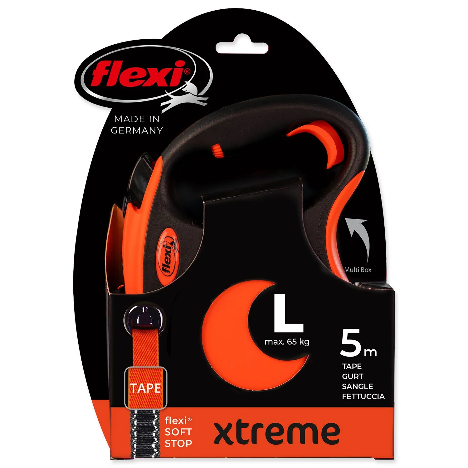 Flexi Vodítko Xtreme páska L oranžové 5m