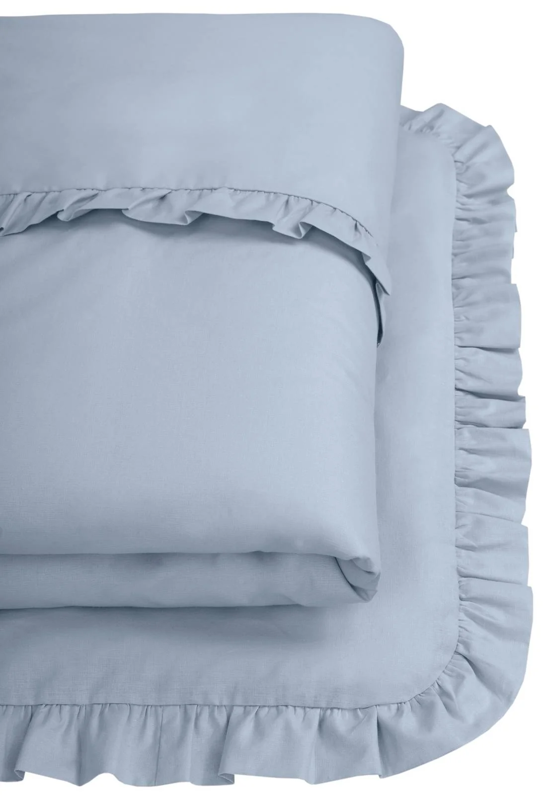 Baby Nellys 2-dílné bavlněné povlečení s volánkem SOFT,  jeans, modrá
