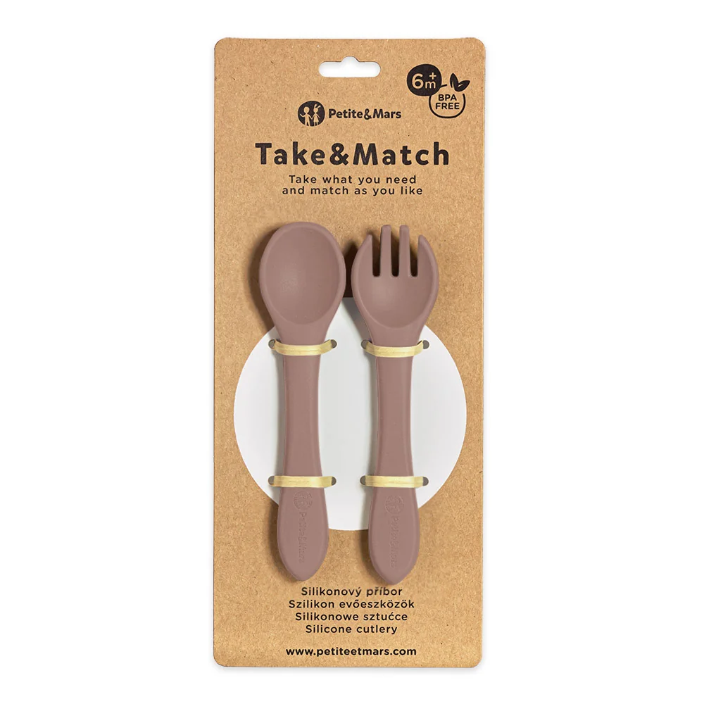 Petite&Mars Take&Match Silikonový příbor 6m+ 2 ks velvet latte