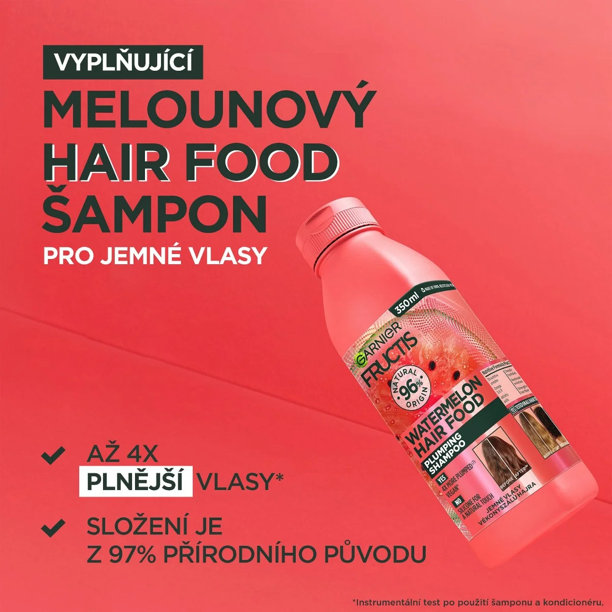 Garnier Fructis Hair Food Watermelon šampon pro jemné vlasy bez objemu 350 ml