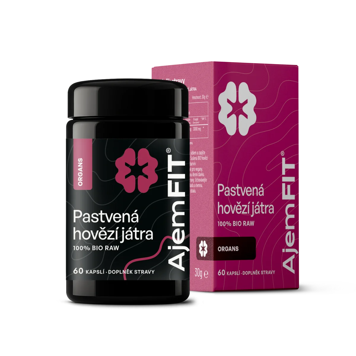 AjemFIT BIO Raw Hovězí Játra - 180 kapslí - 90g