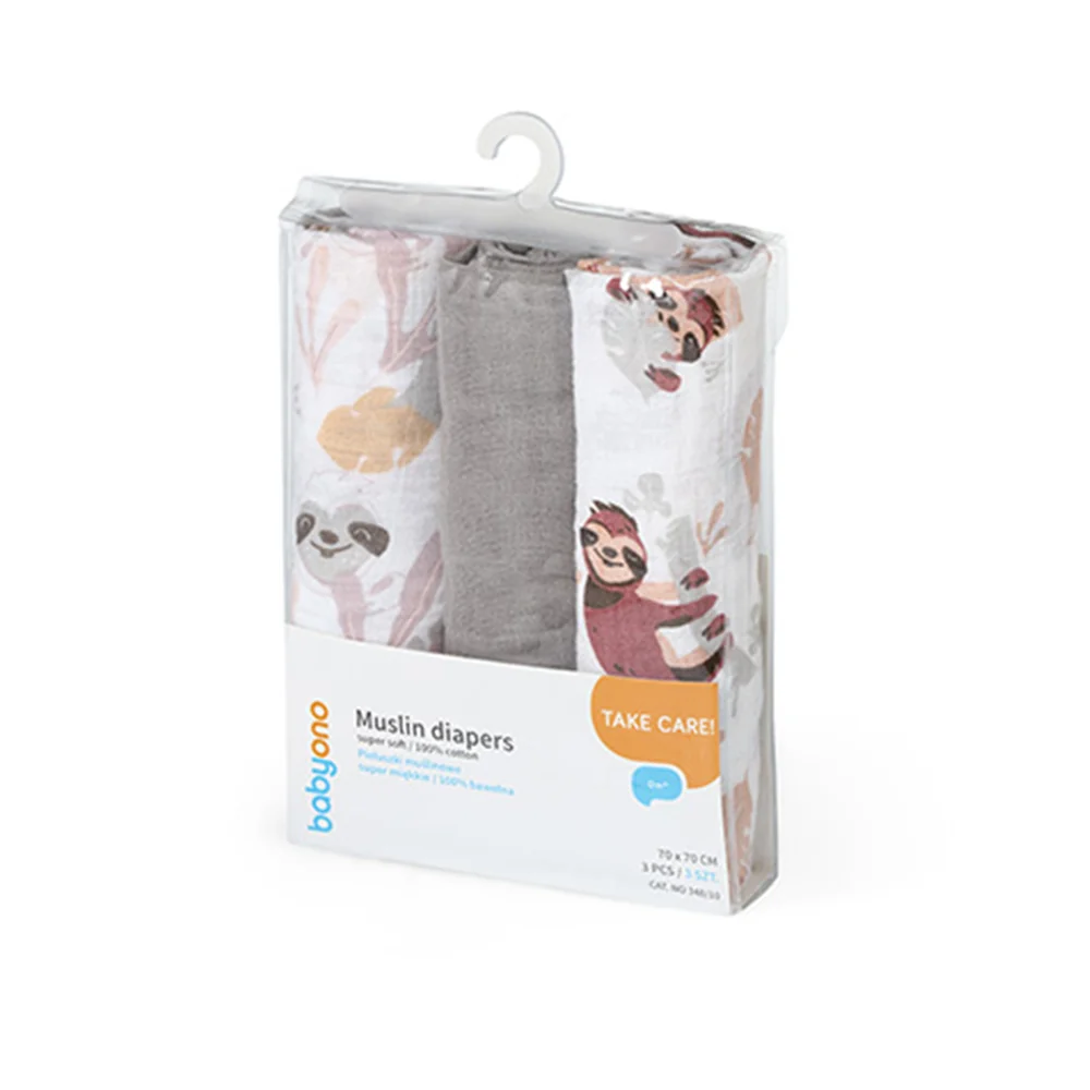 Babyono Pleny mušelínové Super Soft 70x70 cm 3 ks grey