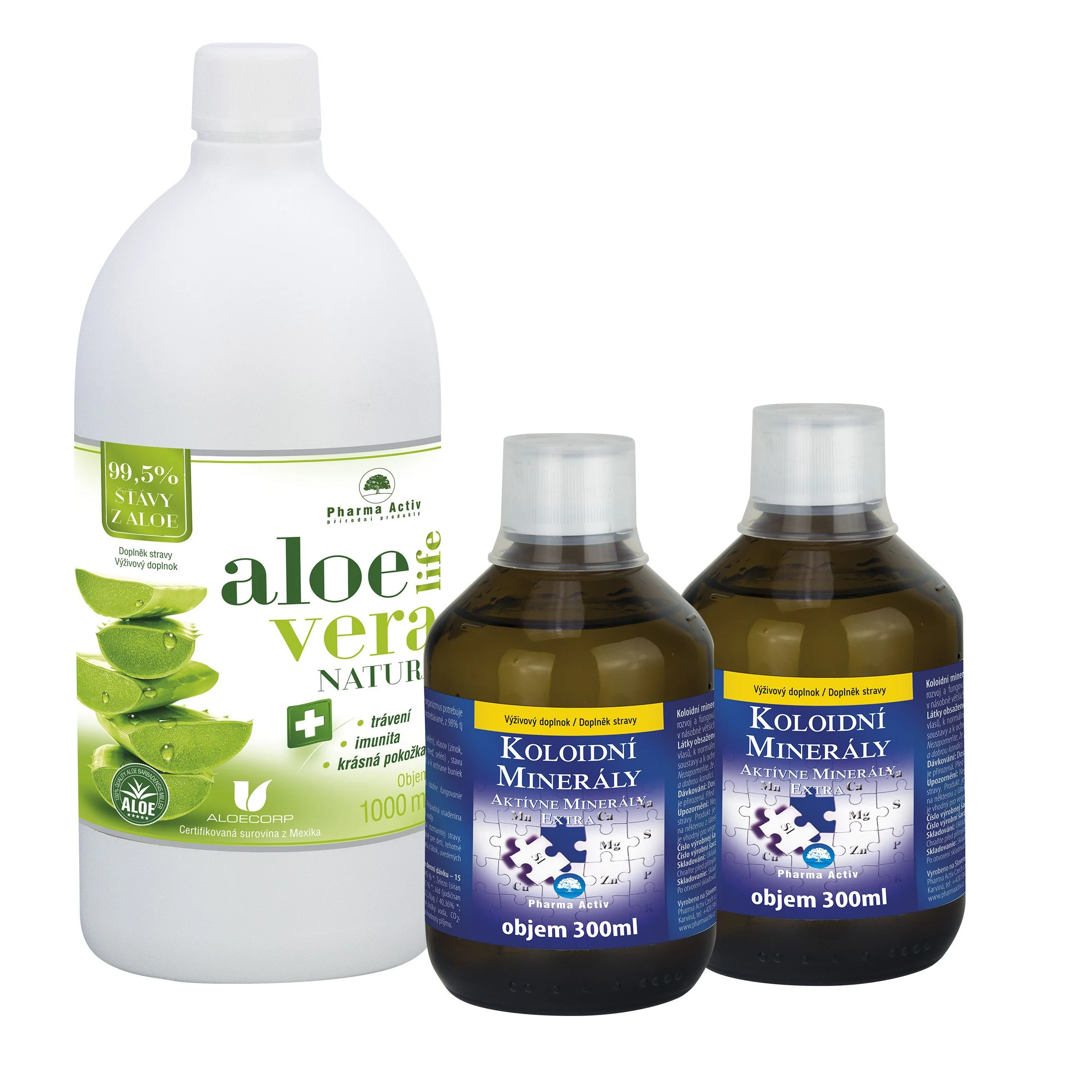 Pharma Activ Koloidní minerály 2x300 ml + AloeVeraLife NATURA 1000 ml 