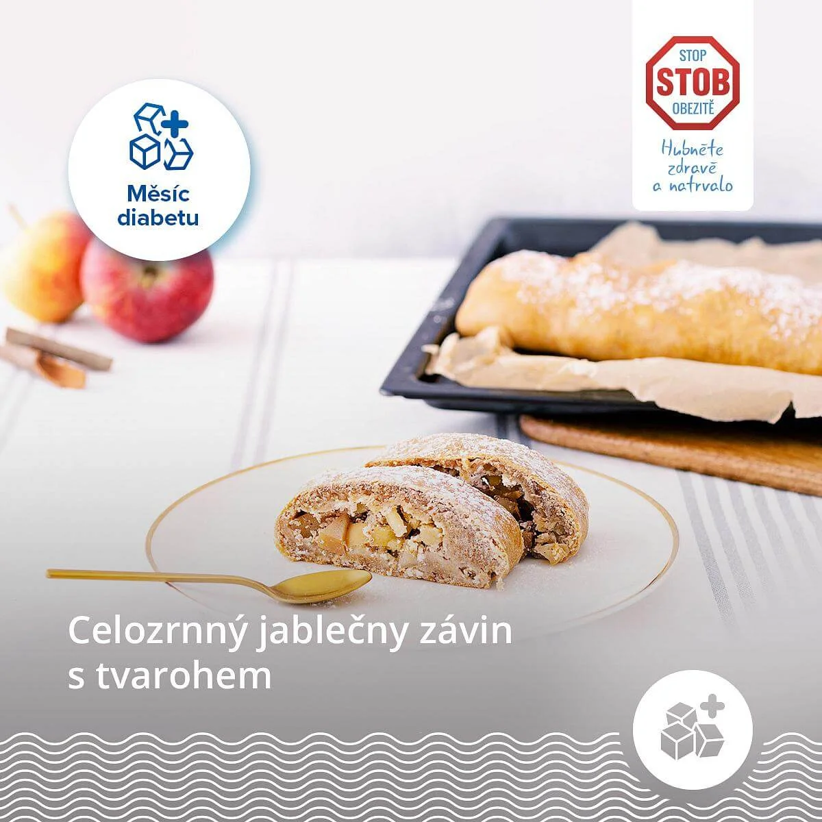 Celozrnný jablečný závin s tvarohem