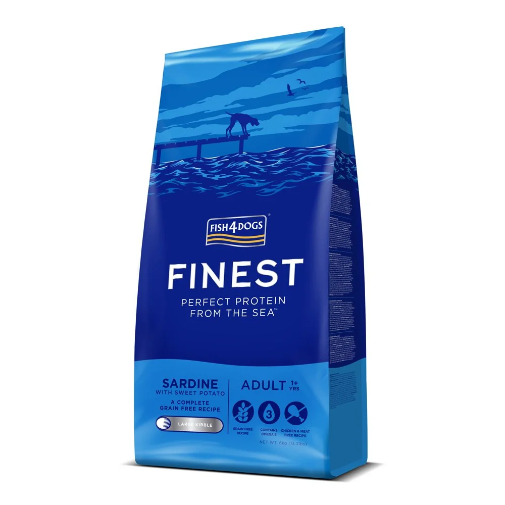 Fish4Dogs Granule velké pro dospělé psy Finest sardinka se sladkými bramborami 6 kg, 1+