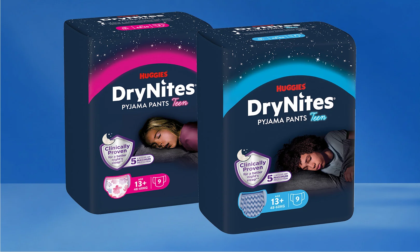 Hugggies. Noční spodní prádlo DryNites® Hugggies. Noční spodní prádlo DryNites®