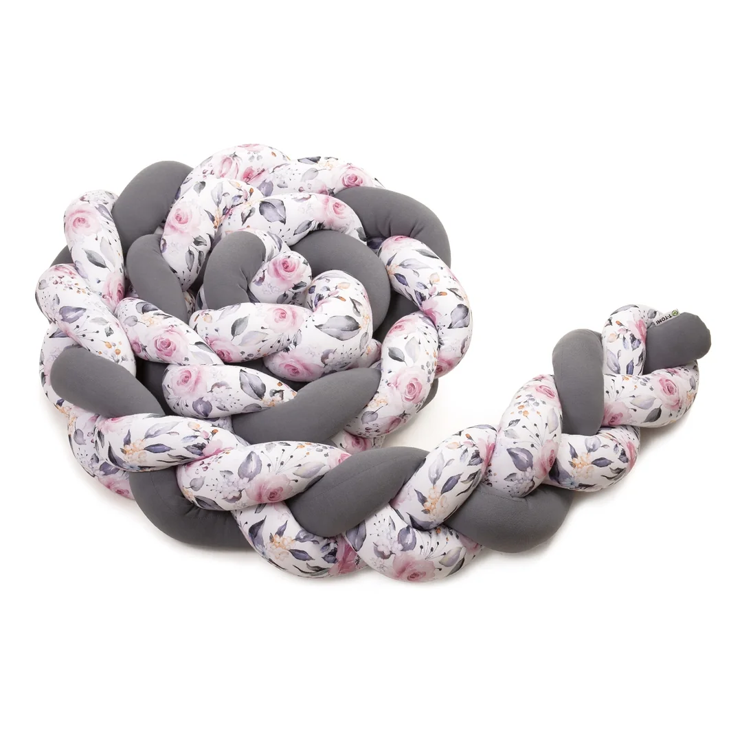 T-tomi Pletený mantinel 220 cm Anthracite + Roses