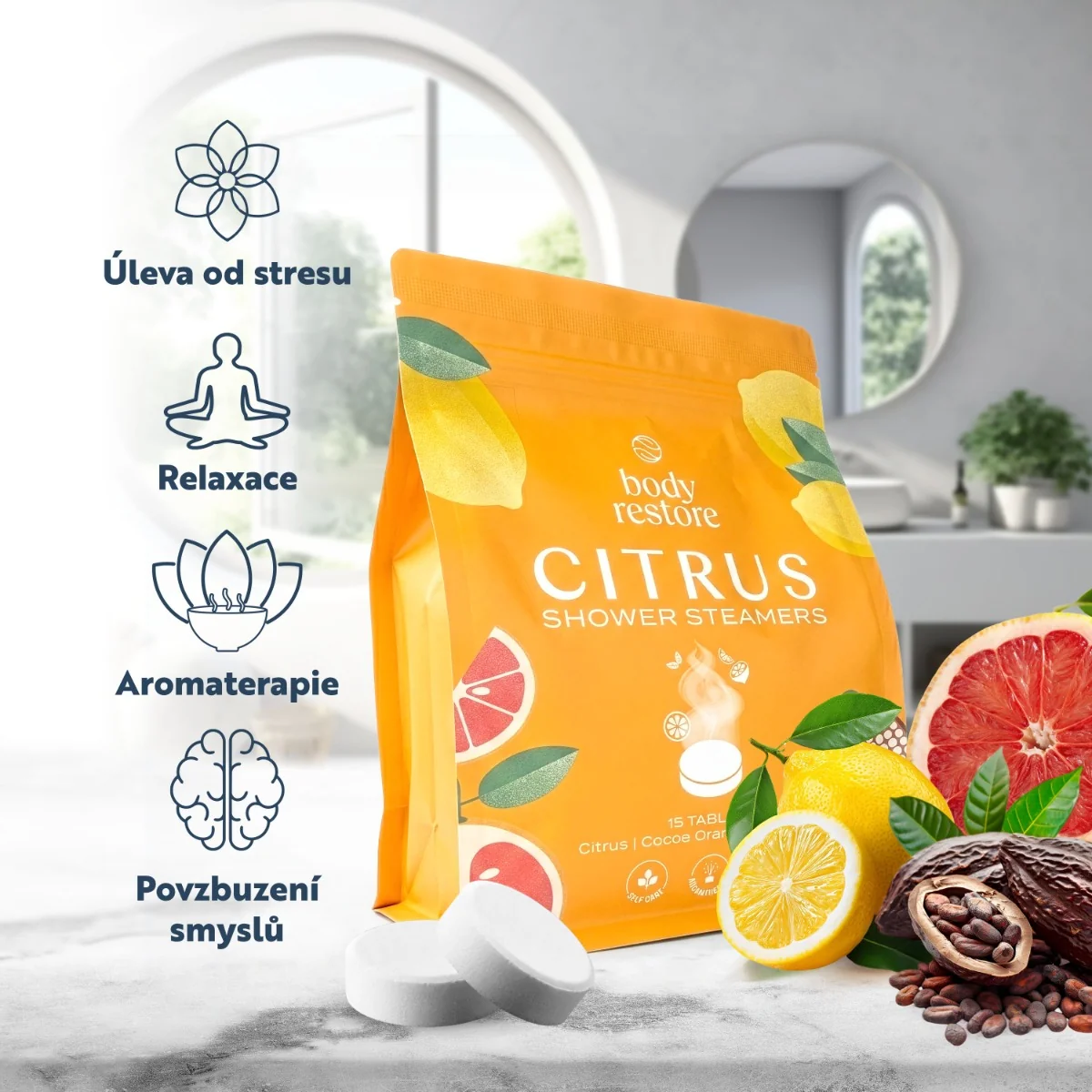 Body Restore Aromatické tablety do sprchy citrusy 15 ks