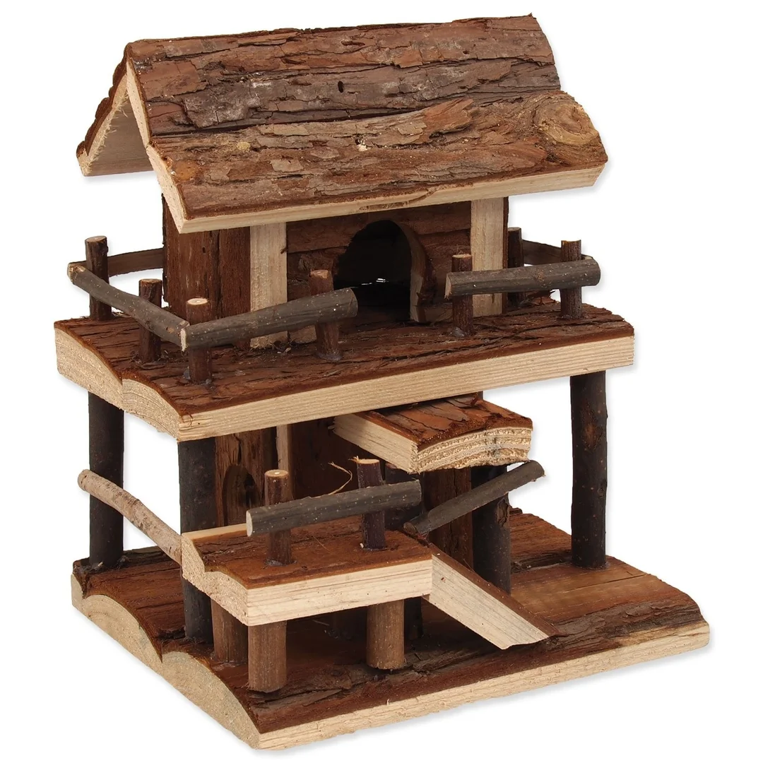 Small Animals Domek dřevěný jednopatrový s kůrou 17x15x20cm