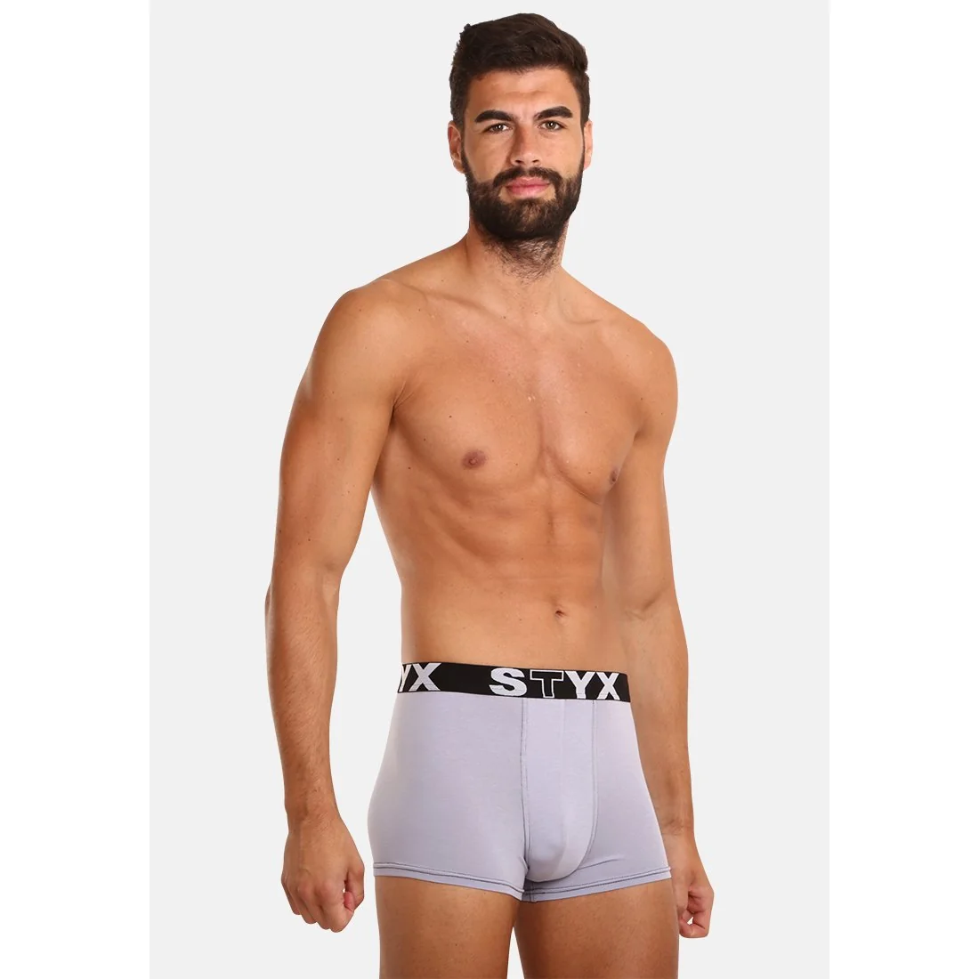 Styx Pánské boxerky sportovní guma světle šedé (G1067) L