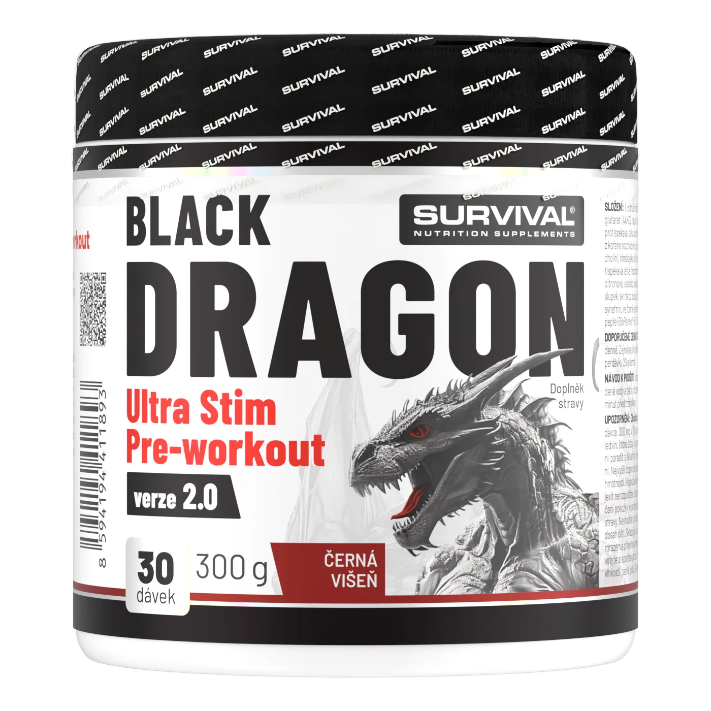 Survival Black Dragon Ultra Stim Pre-workout 300 g černá višeň
