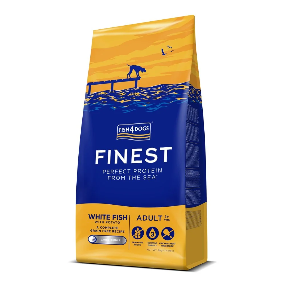 Fish4Dogs Granule velké pro dospělé psy Finest bílá ryba s bramborami 6 kg, 1+