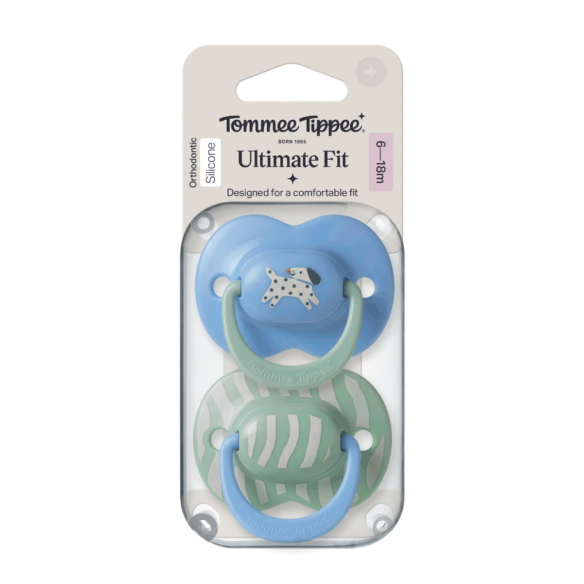 Tommee Tippee Silikonový dudlík Ultimate Fit Deco Boy 6-18m 2 ks více barevných variant