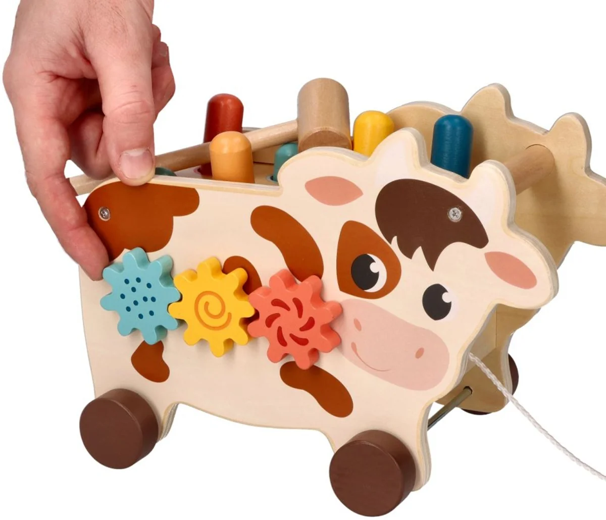 Adam Toys Montessori hračka - aktivní edukační dřevěná,Kravička