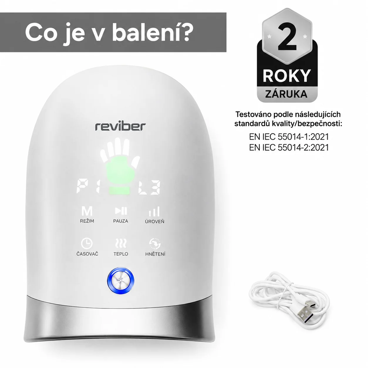Reviber Masážní přístroj na ruce s výhřevem bílý