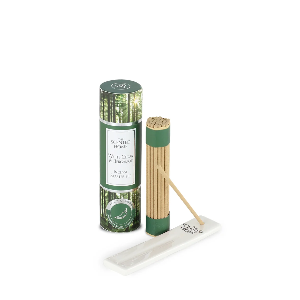 Ashleigh & Burwood London Sada vonných tyčinek mini s keramickým stojanem WHITE CEDAR & BERGAMONT 12 cm