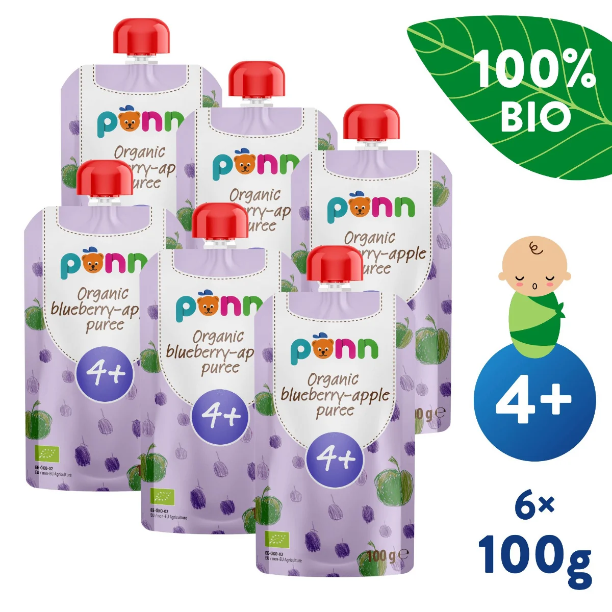 SALVEST Põnn BIO Jablko s borůvkami 6x100 g