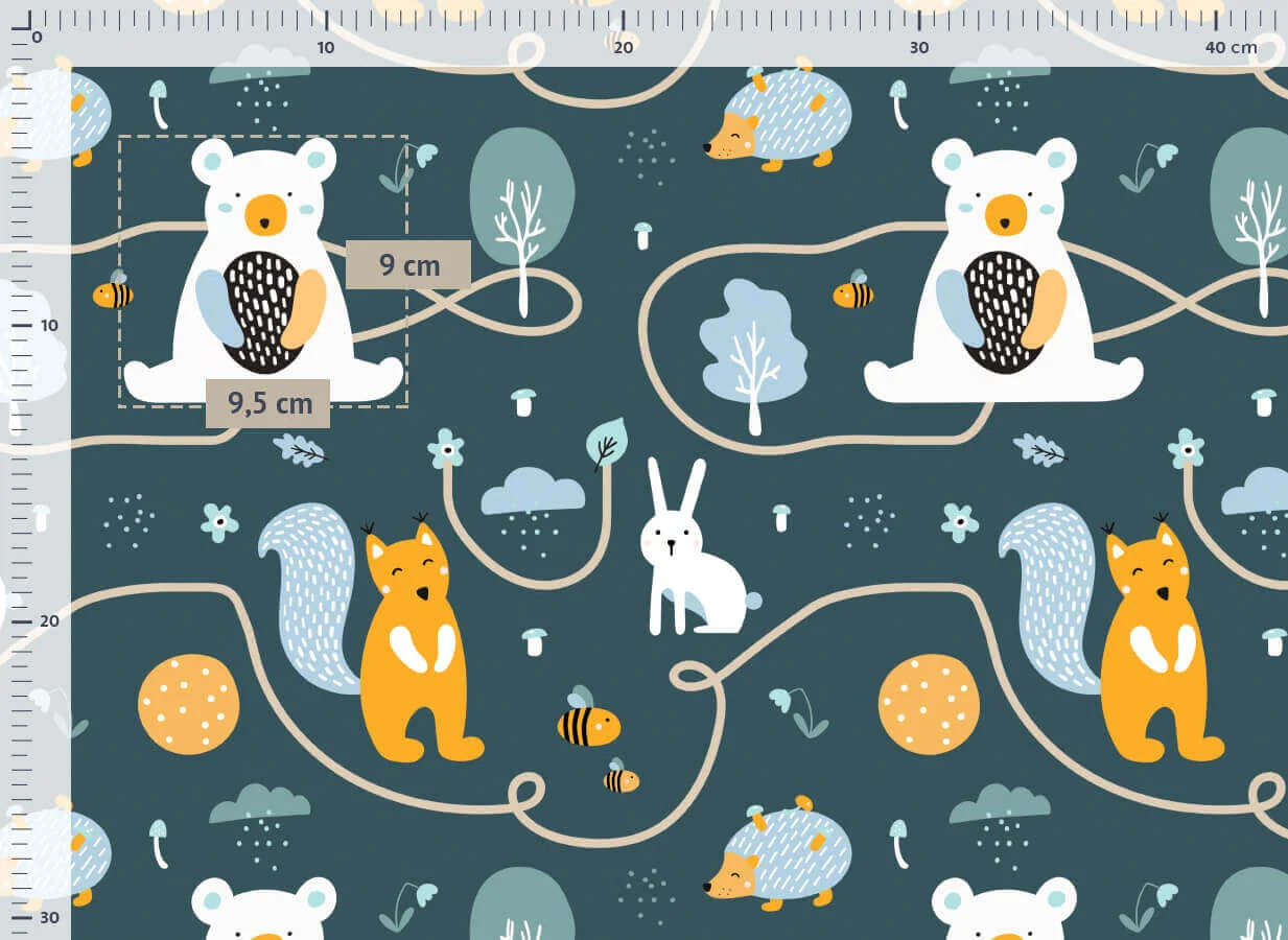 Baby Nellys Rukávník ke kočárku, nepromokavý, Forest Animals, zeleno/modrý