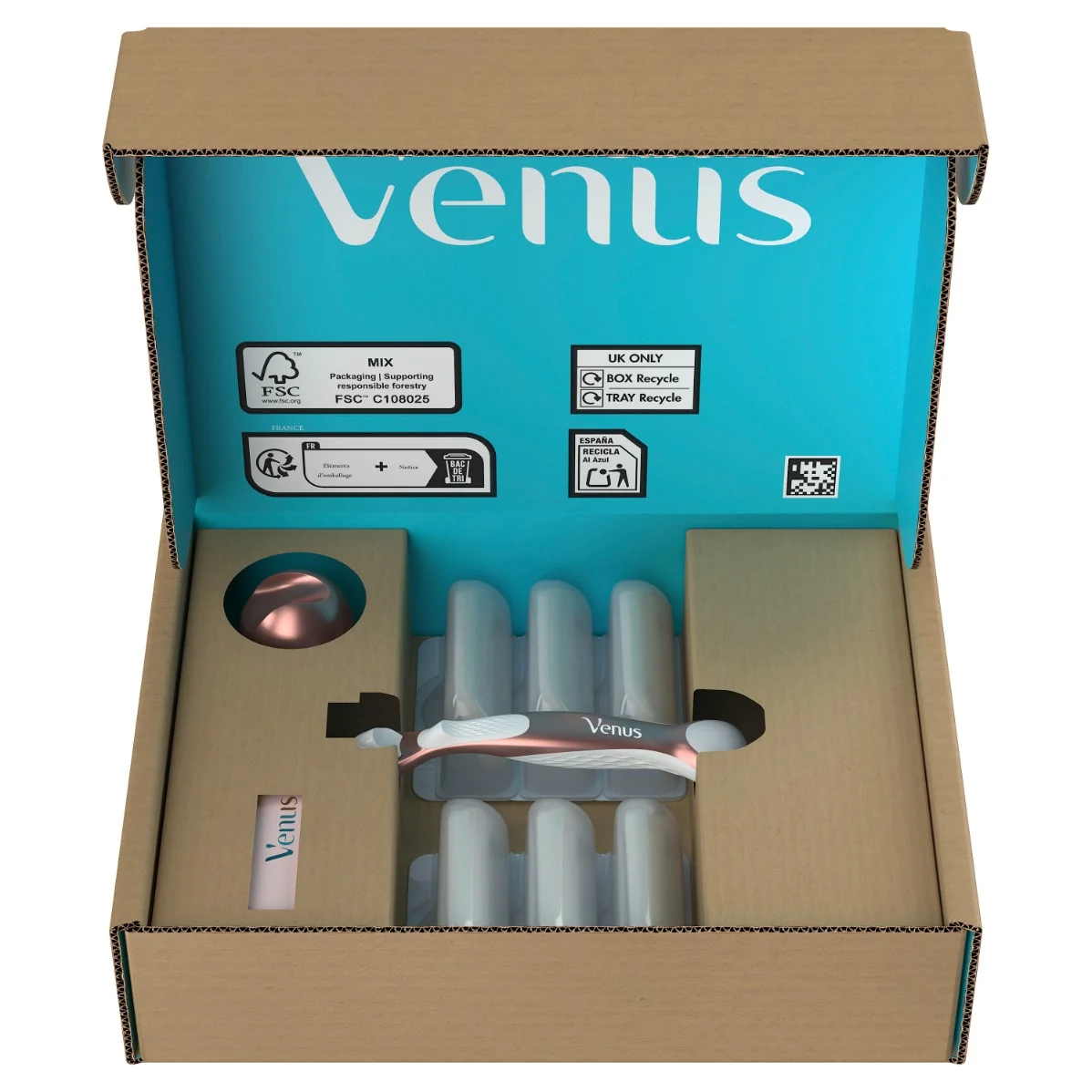 Gillette Venus Pro Smooth Sensitive holicí strojek + 6 holicích hlavic, kryt na žiletku a držáček 6 ks