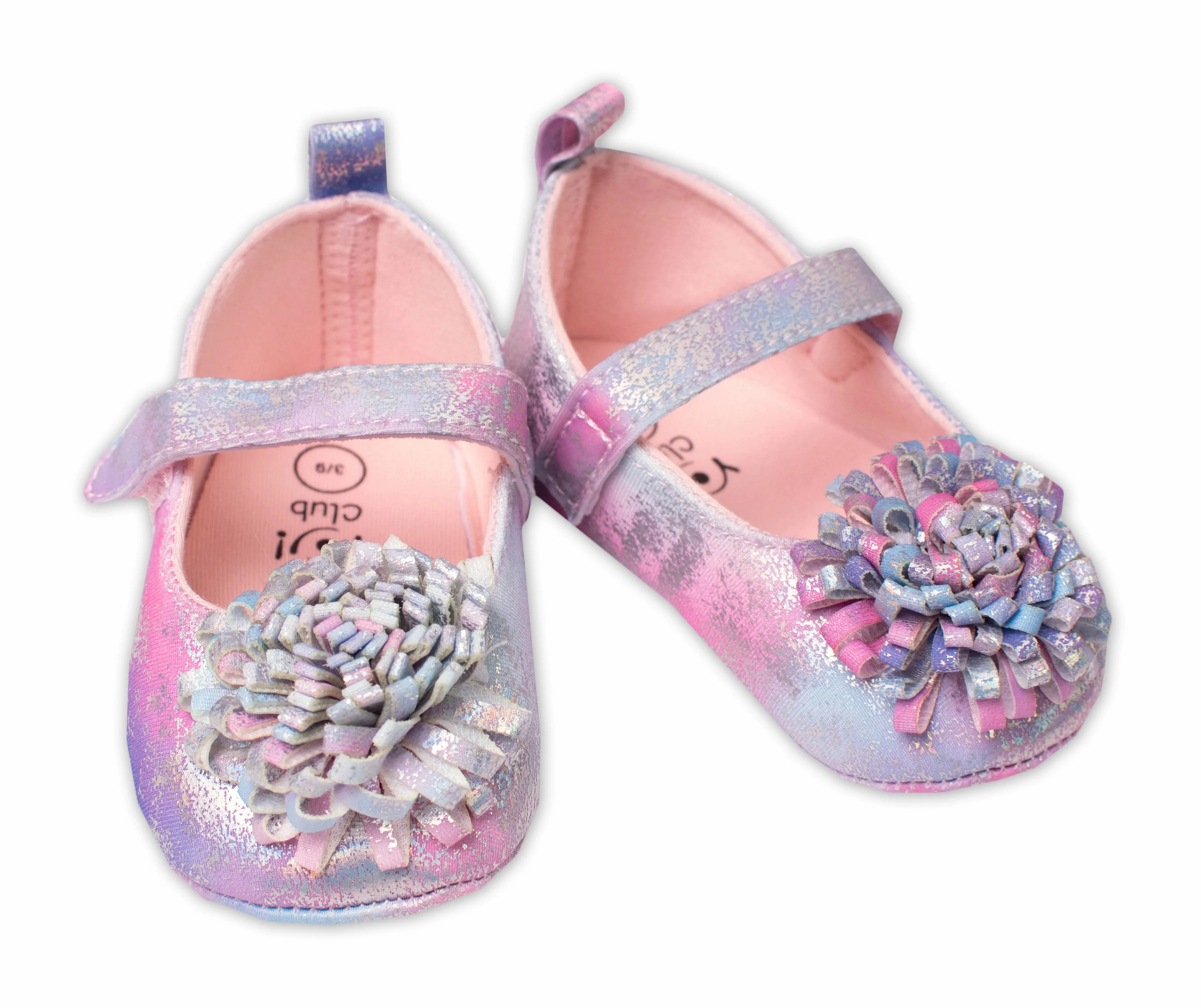 YO! Kojenecké capáčky, balerínky Girl  s Kytičkou, na suchý zip, neonové vel.  9-15 m