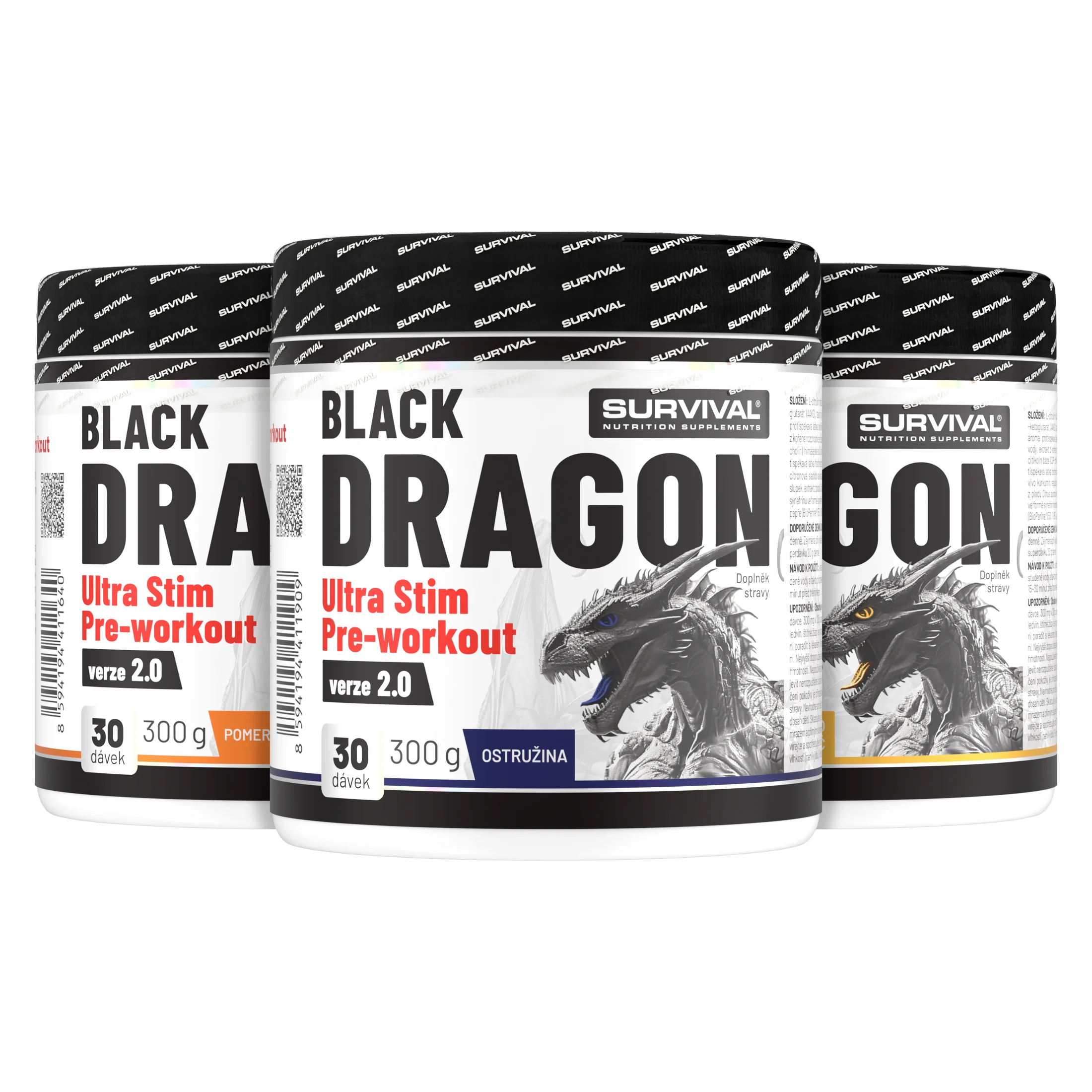 Survival Black Dragon Ultra Stim Pre-workout 2+1 ZDARMA (pomeranč+energy drink+ostružina)