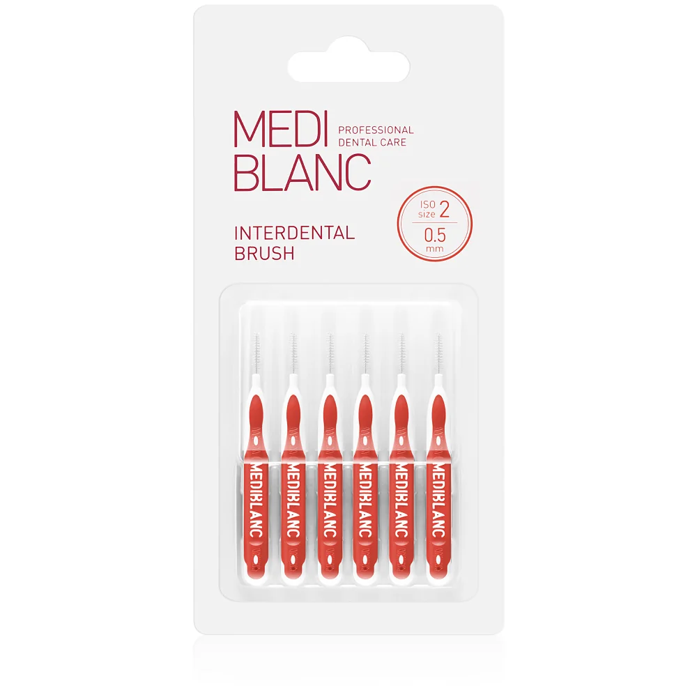 MEDIBLANC Mezizubní kartáček 0,5 mm tvar I 6 ks červený