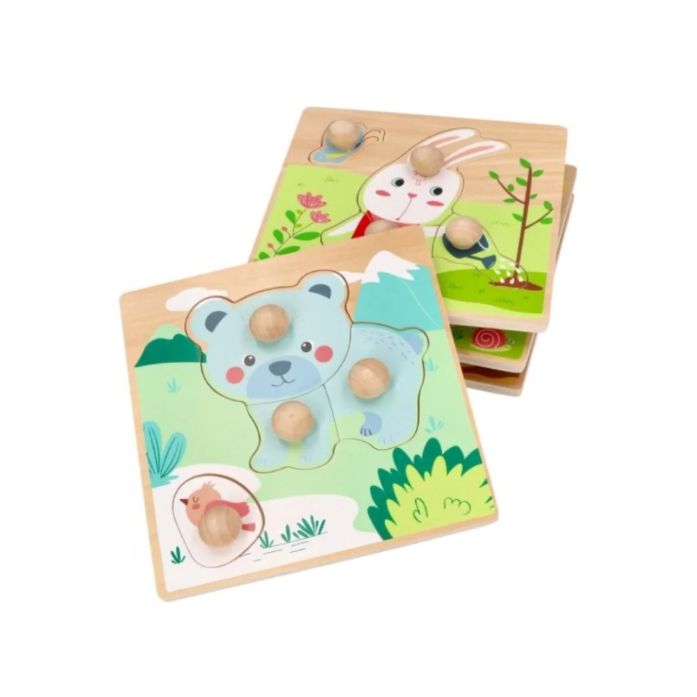 Adam Toys Dřevěné zábavné vkládací puzzle 4 roční období