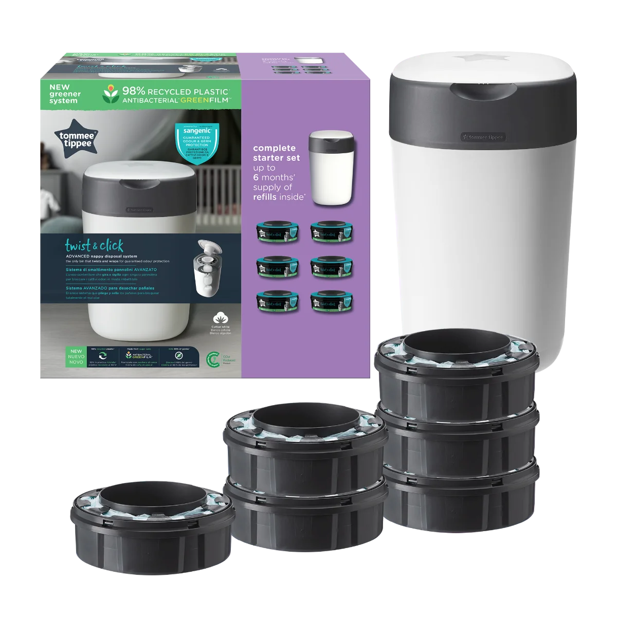 Tommee Tippee Twist&Click koš na pleny + 6 kazet