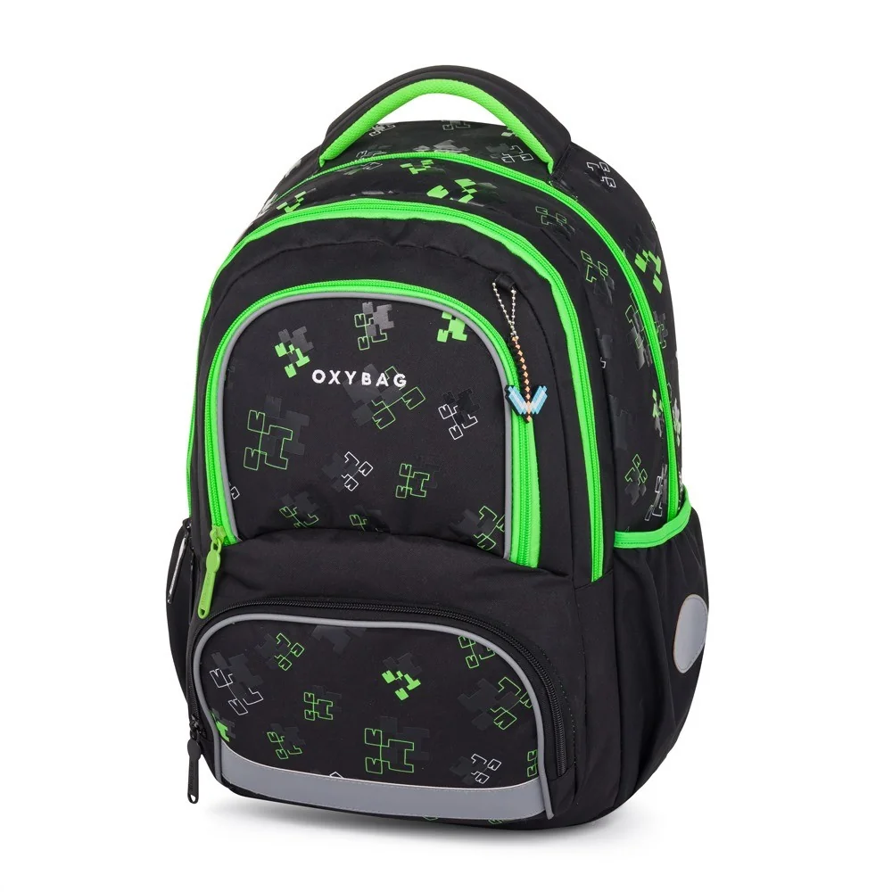 Oxybag OXY NEXT - školní set Green Cubes 3 ks: batoh, penál, sáček batoh, penál, sáček