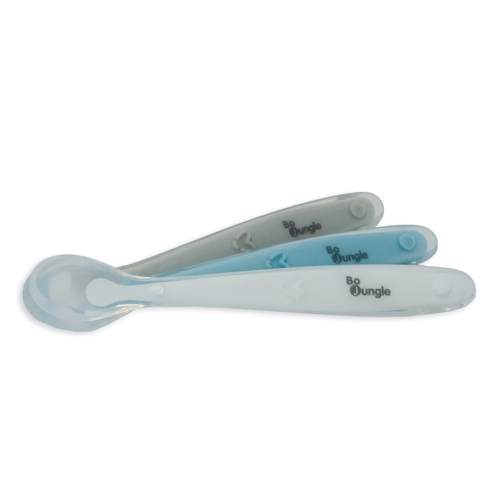 Bo Jungle měkké jídelní lžičky Soft 3 ks White/Grey/Blue