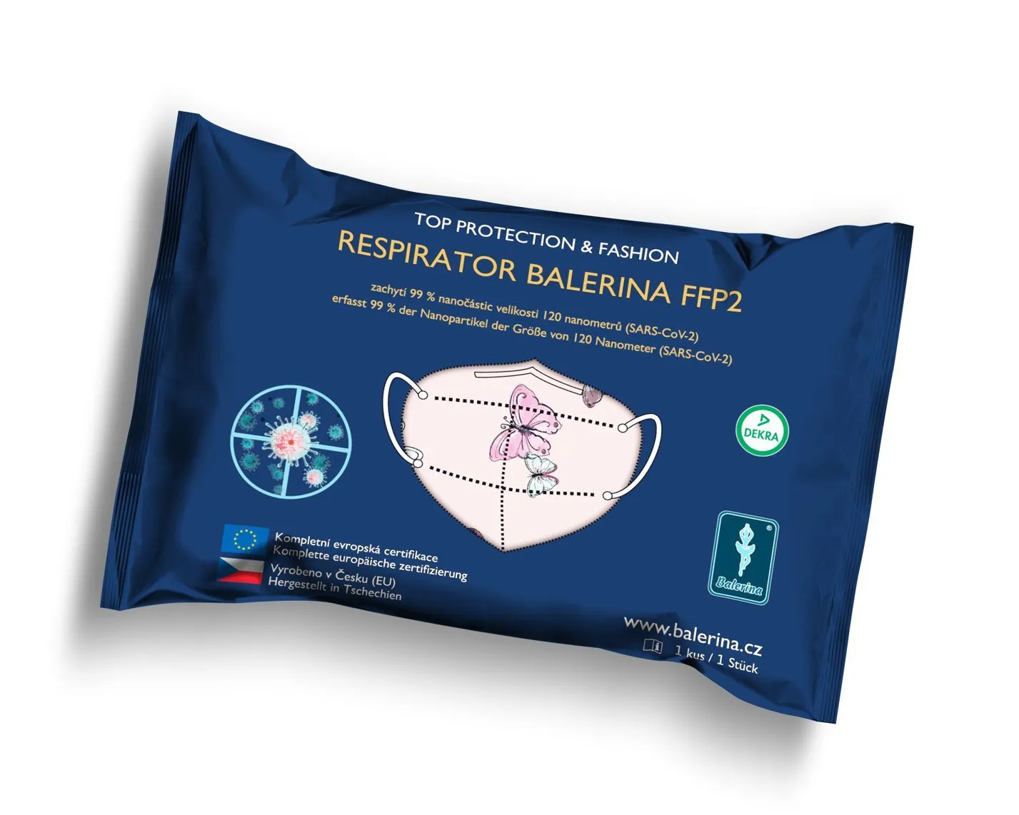 Balerina Nanorespirátor PFHM731 FFP2 NR vel. S/M vzor č. 44 1 ks