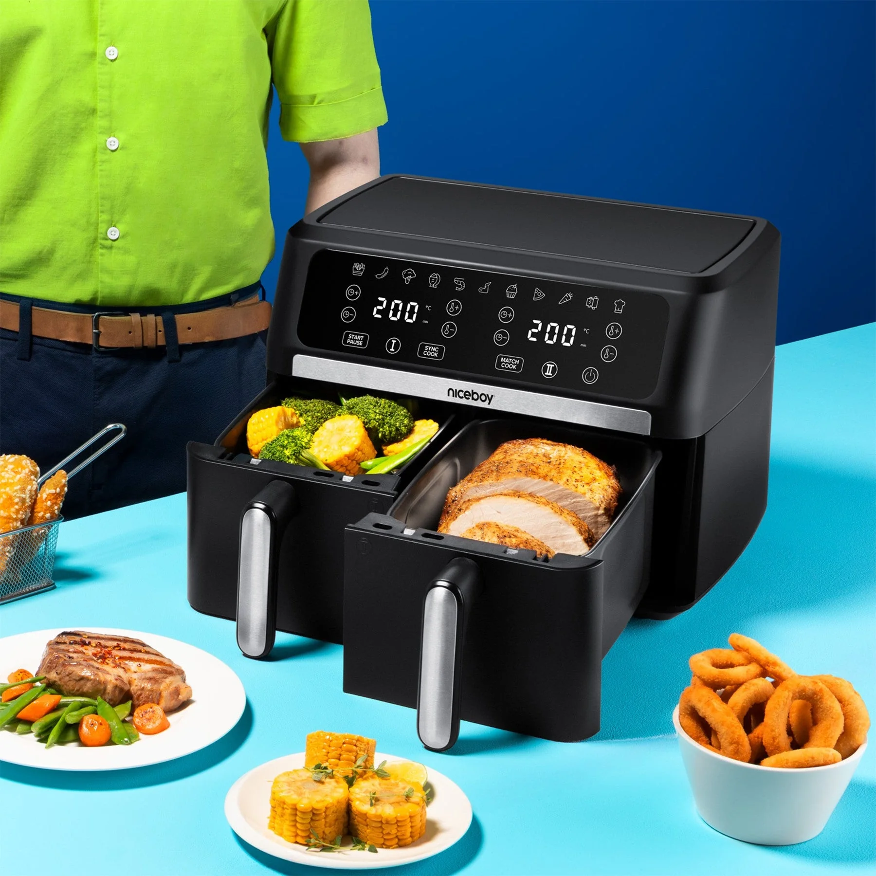 Niceboy Horkovzdušná fritéza AirFryer DUO 2 koše