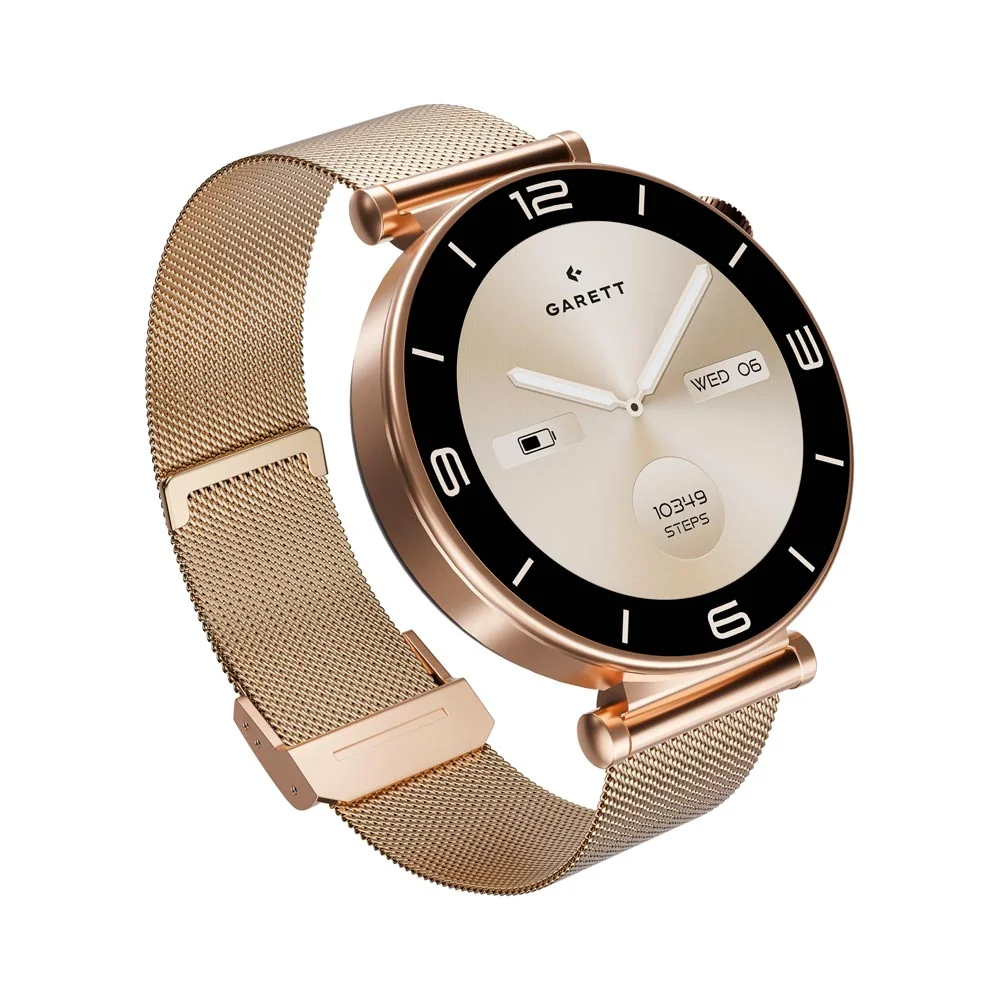 Garett Smartwatch smart hodinky Rose Gold Mesh Steel