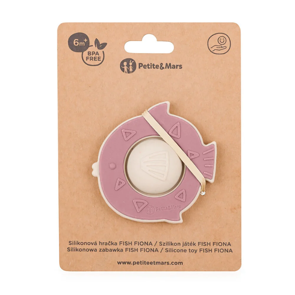 Petite&Mars Fish Fiona 6m+ silikonová hračka 1 ks dusty rose