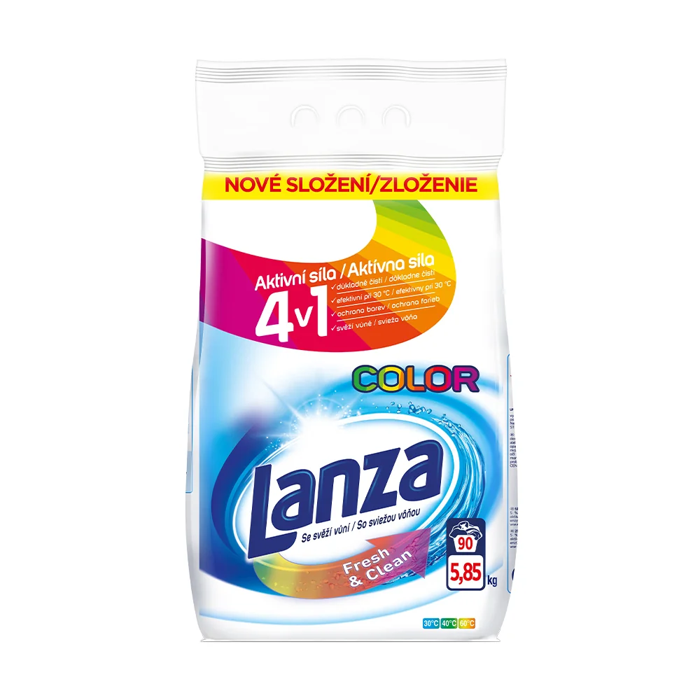 Lanza Fresh & Clean COLOR prášek na praní na barevné prádlo 90 dávek