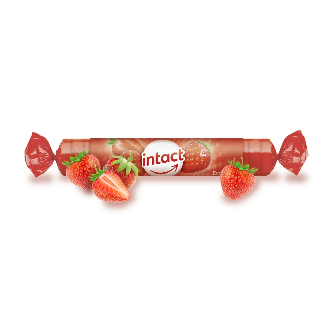 Intact Hroznový cukr s vitaminem C jahoda rolička 40 g