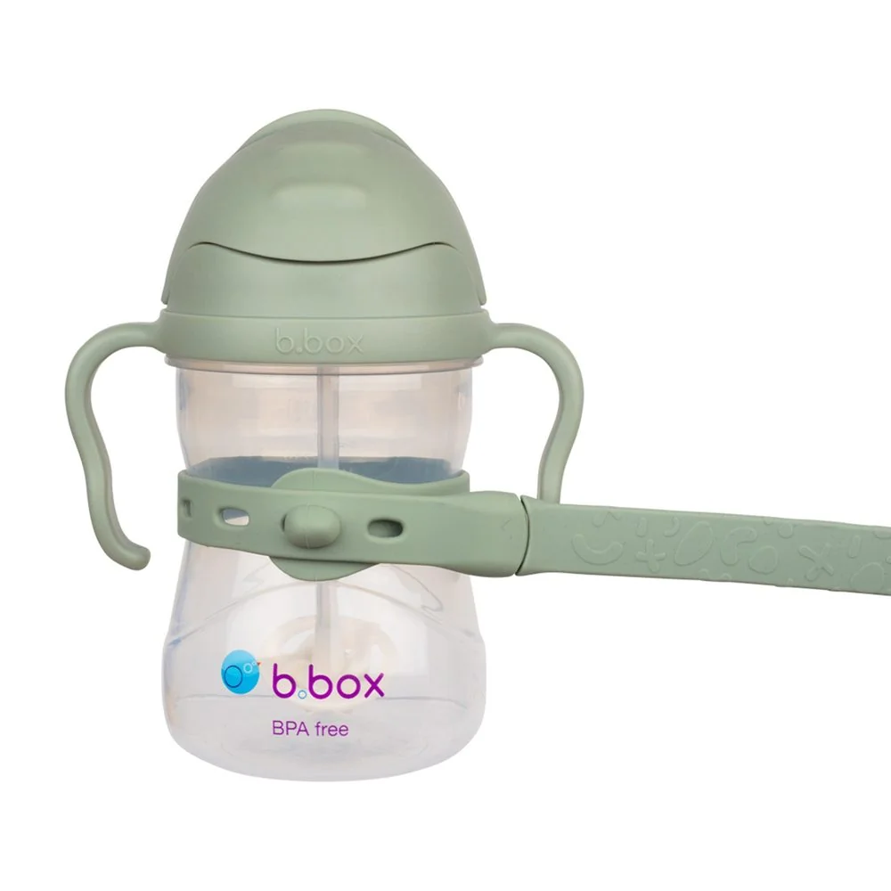 B.BOX Hrneček s brčkem 240 ml + Univerzální silikonový pásek - set zelený