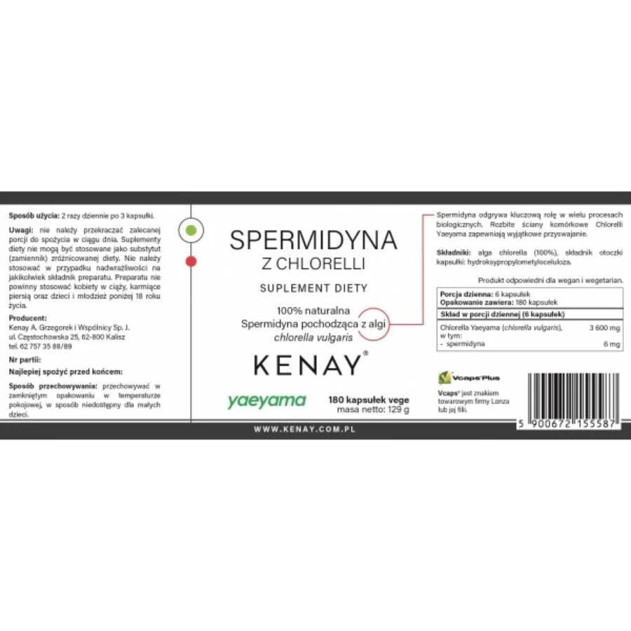 Kenay Spermidin z chlorelly 180 kapslí
