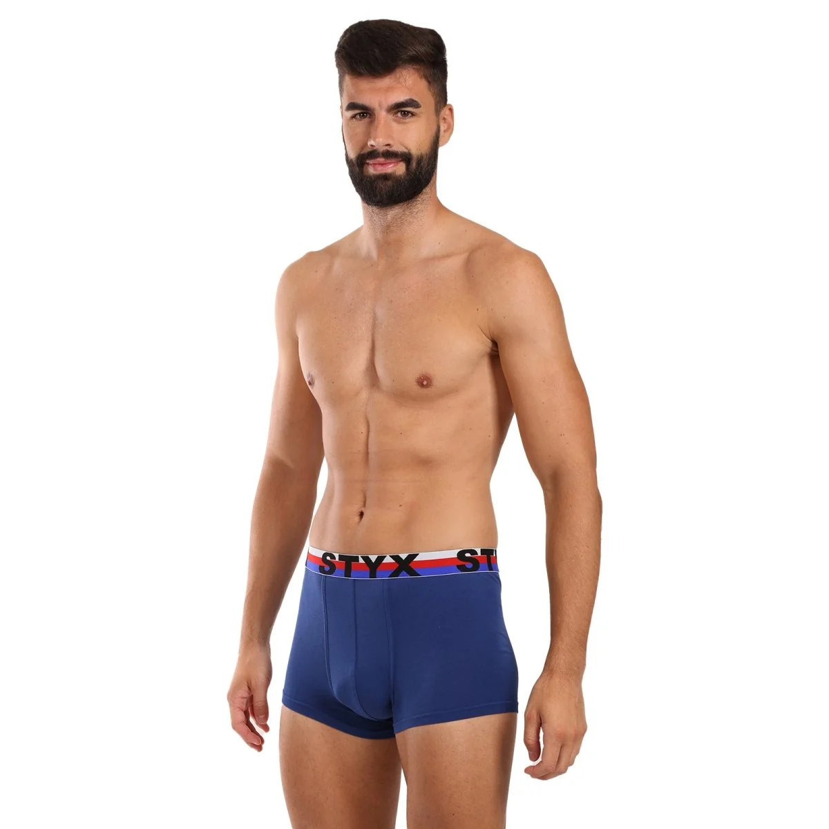 Styx 3PACK pánské boxerky sportovní guma tmavě modré trikolóra (3G1968) XXL