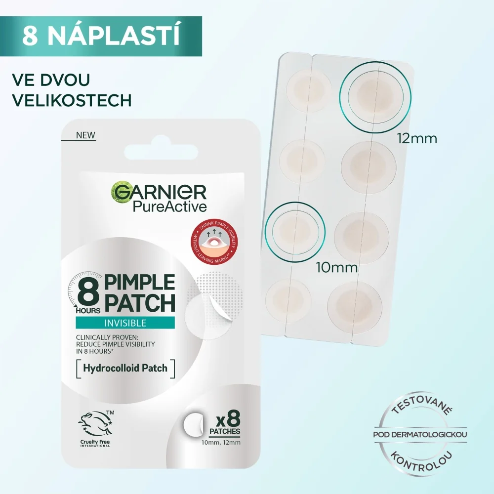 Garnier Pure Active Pimple Patch hydrokoloidní náplasti na nedokonalosti 8 ks
