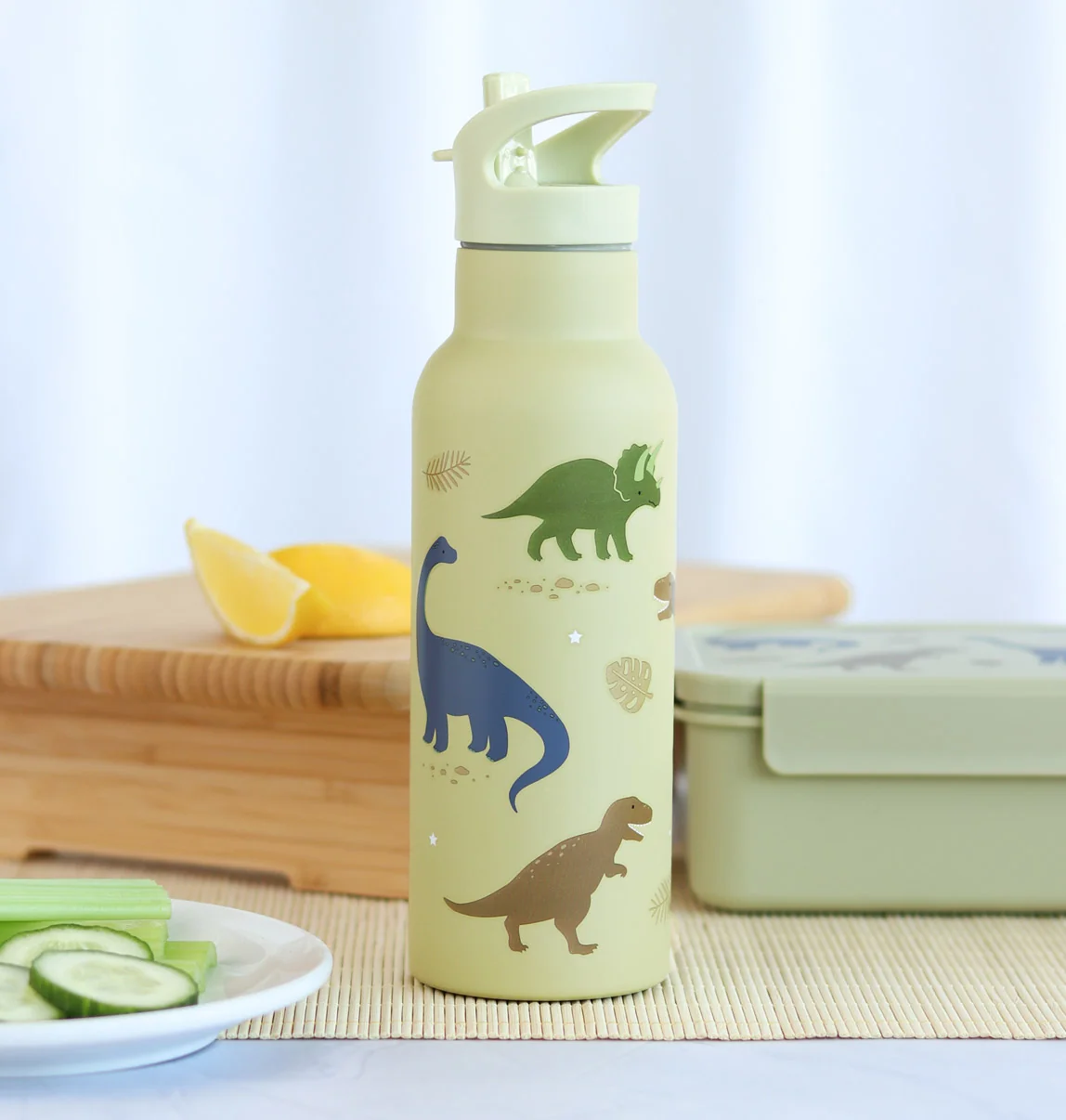 A Little Lovely Company nerezová lahev na pití, 500 ml - dinosauři