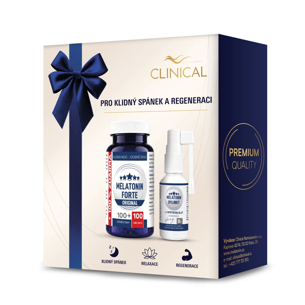 Clinical Melatonin Forte Original + Melatonin spray 1+1 ks 100+100 tablet + 30 ml