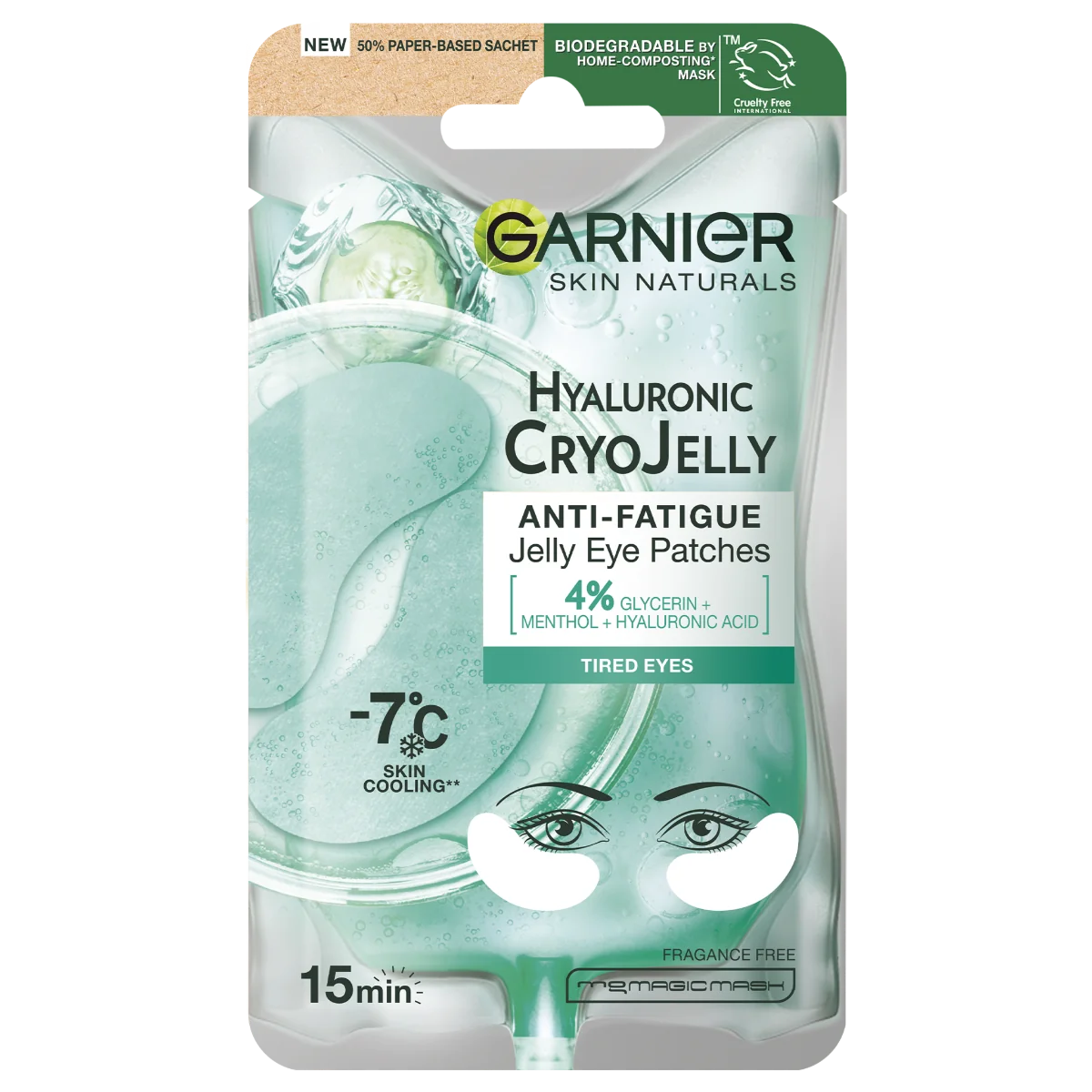 Garnier Skin Naturals Hyaluronic Cryo Jelly oční textilní maska s chladivým efektem 5 g