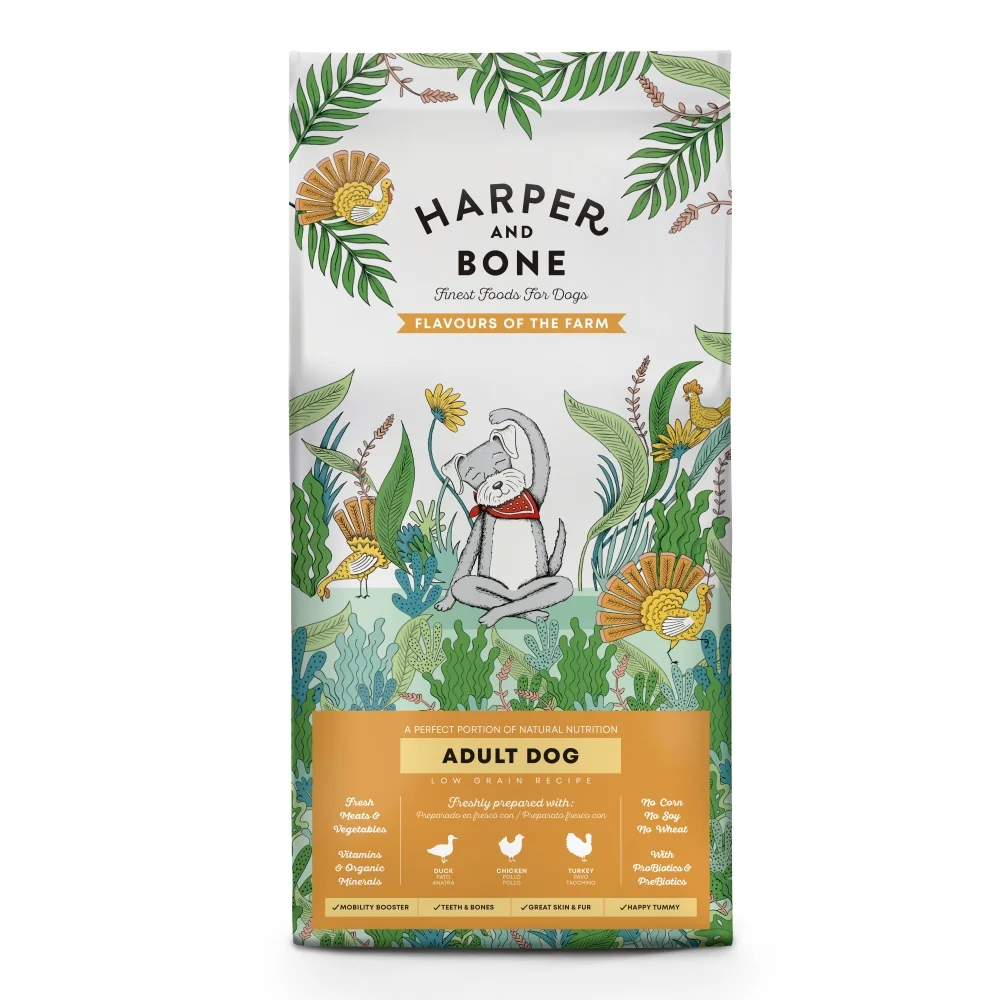 Harper and Bone Dog Adult Large & Medium příchutě farmy 12 kg